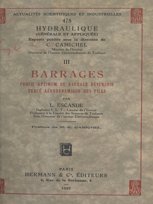 cover image of Barrages (3). Profil optimum de barrage déversoir, tracé aérodynamique des piles